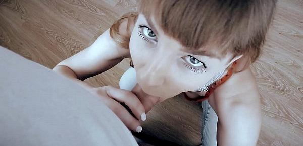  Russian Girl Sasha Bikeyeva - Amazing blowjob contact with beautiful grey eyes